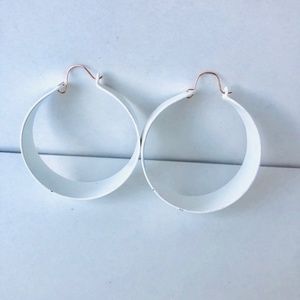 Vintage White Deco Hoops